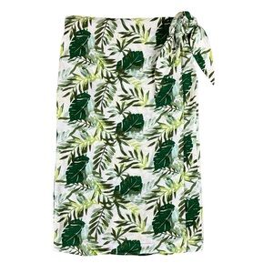 Panama Jack Wraparound Skirt Women’s Medium Linen Blend Sarong Tropical Palms